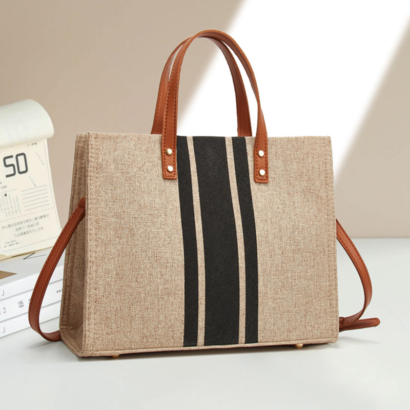 Woven Label Straw Tote Bag With Leather Belt - Image 5