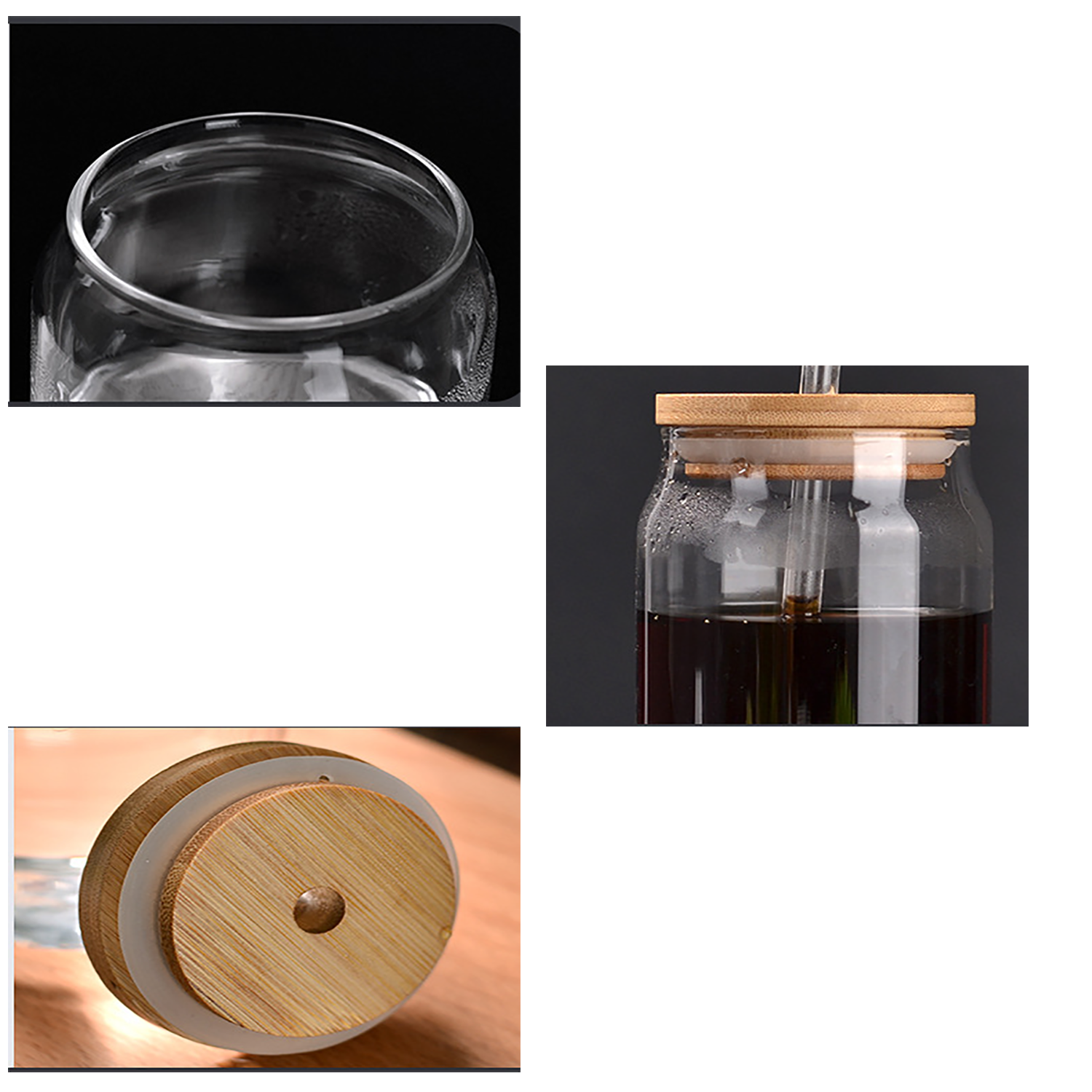 16oz Heat-resistant Glass Cup with Lid and Straw - Image 3