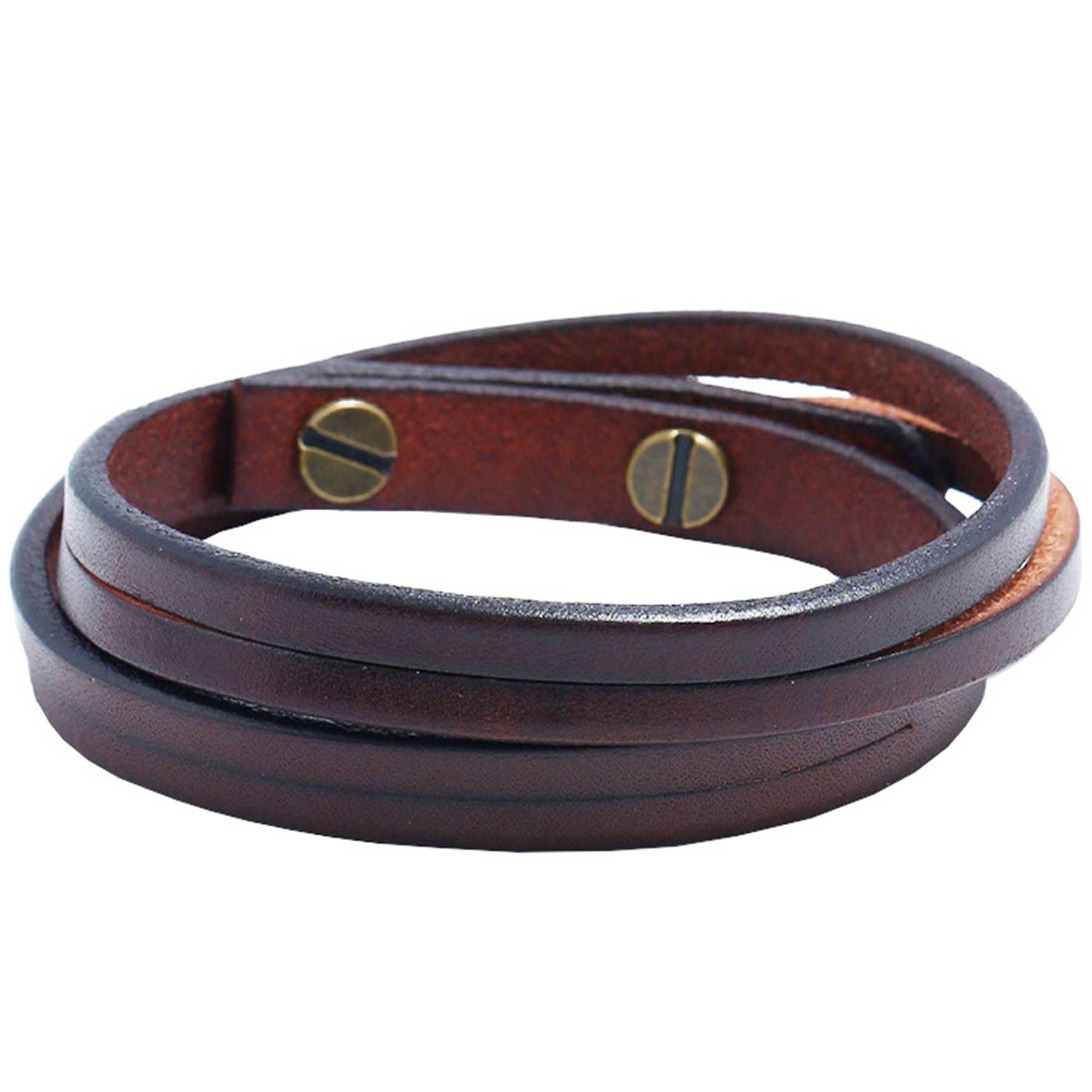 PU Two circles of cowhide men's bracelet - Image 2