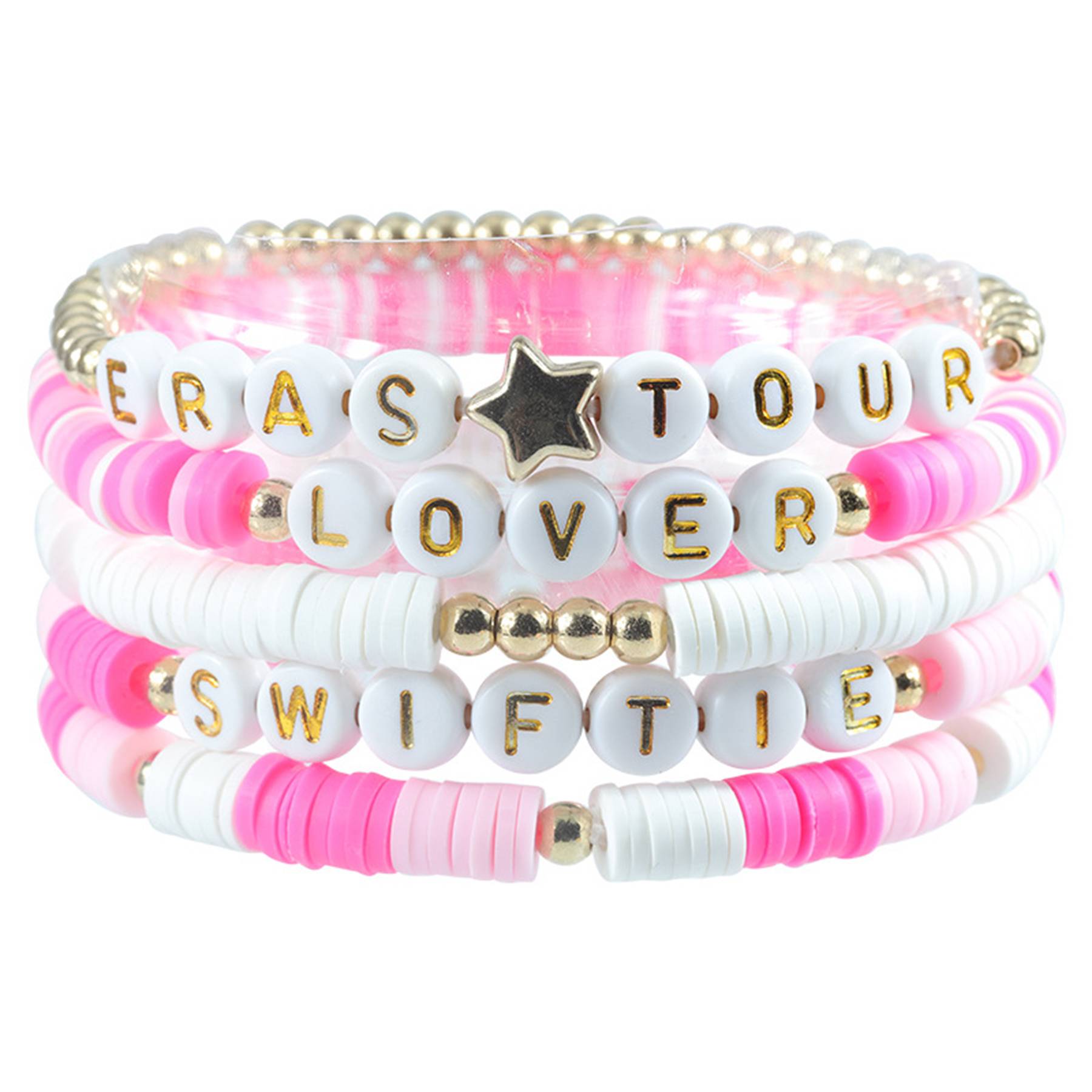 Plastic Stretch statement coloured letter beaded bracelet - Image 5