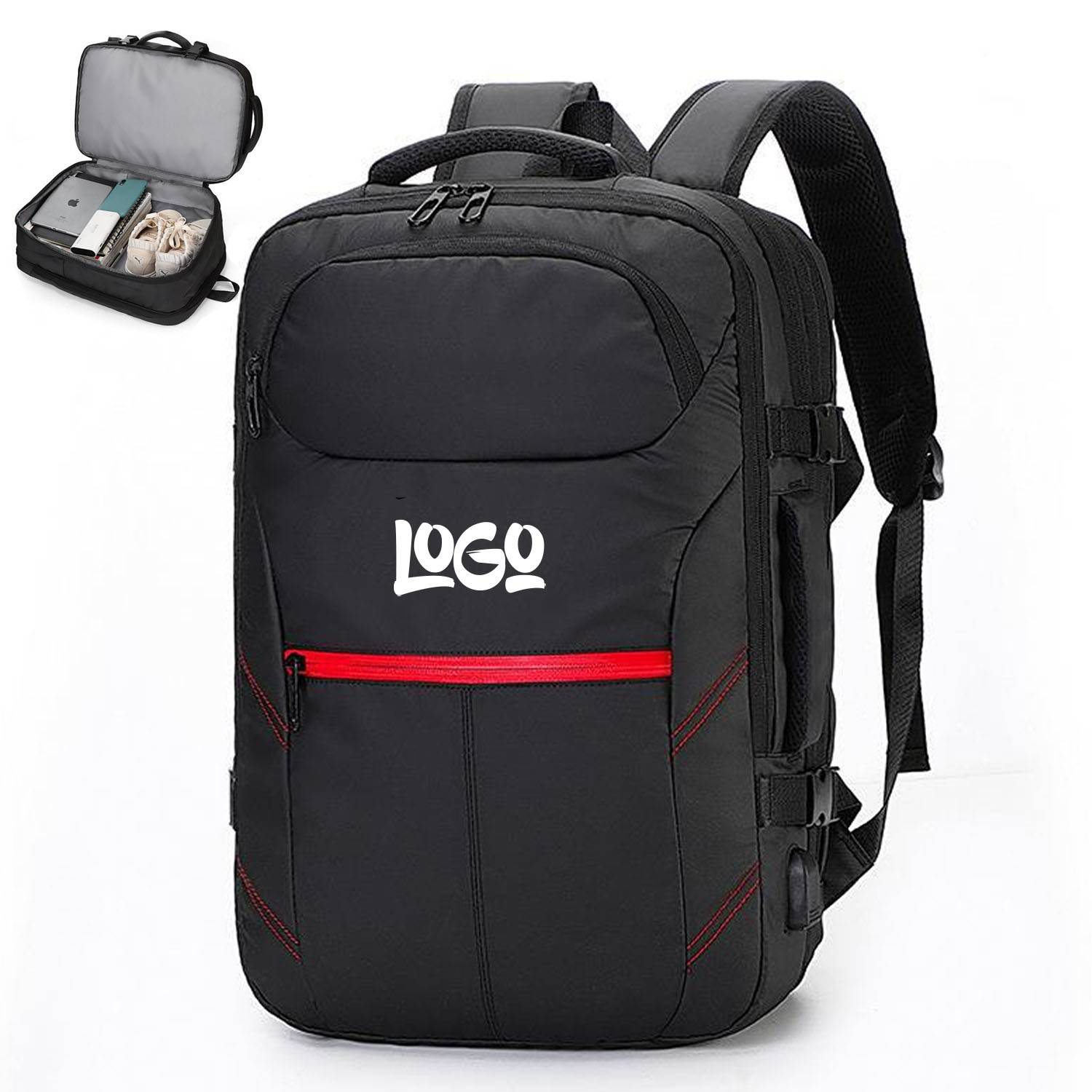 Polyester Waterproof Backpack w/ USB Charging Port