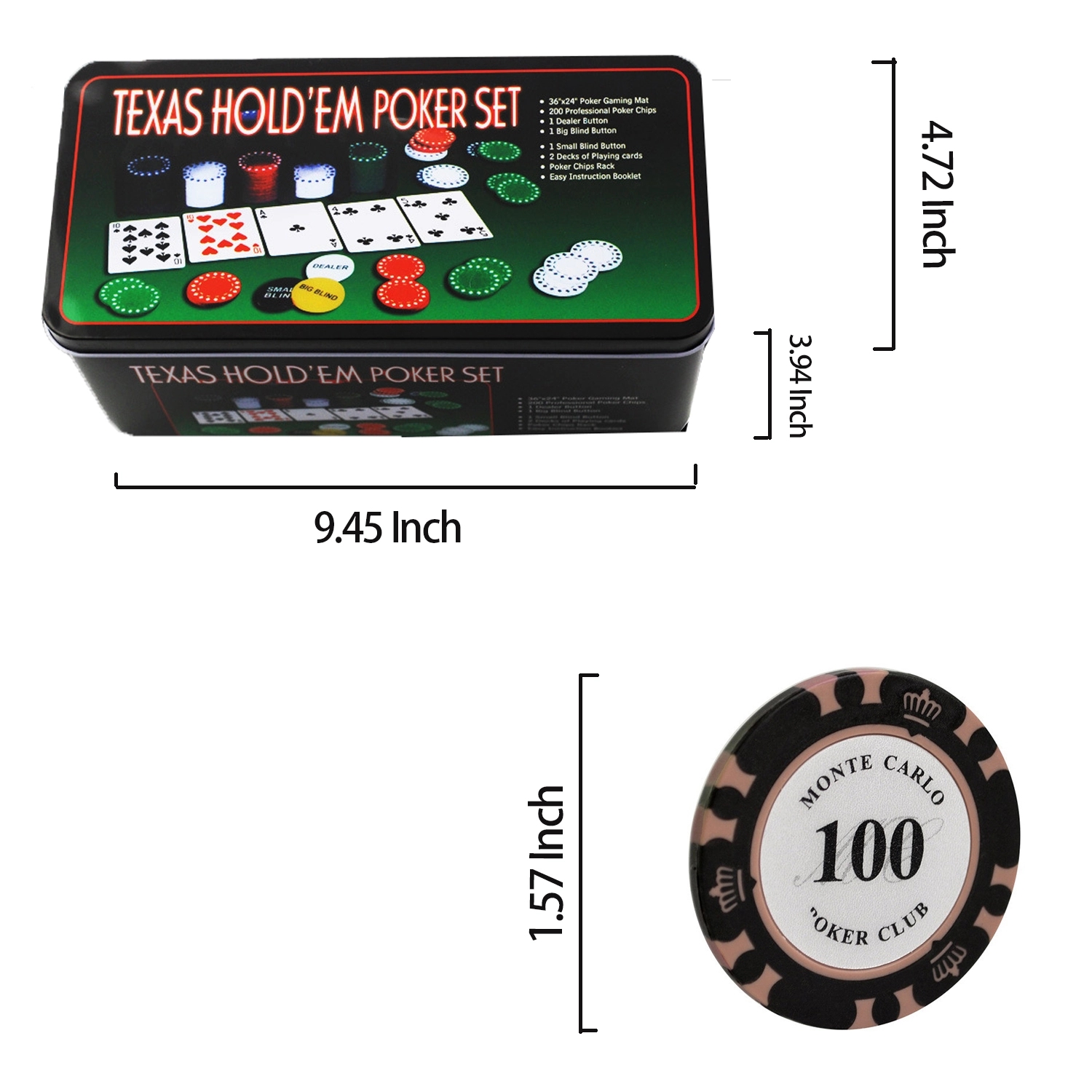 200 Pcs Poker Chips Sets With Box