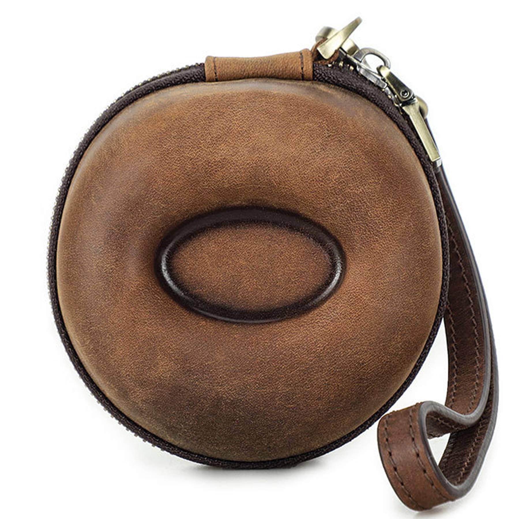 Genuine Leather Round portable watch storage bag