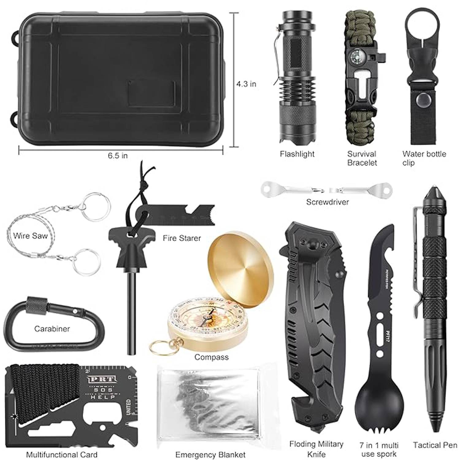 14 in 1 Survival Kit Outdoor Emergency Tool Set w/Case - Image 2