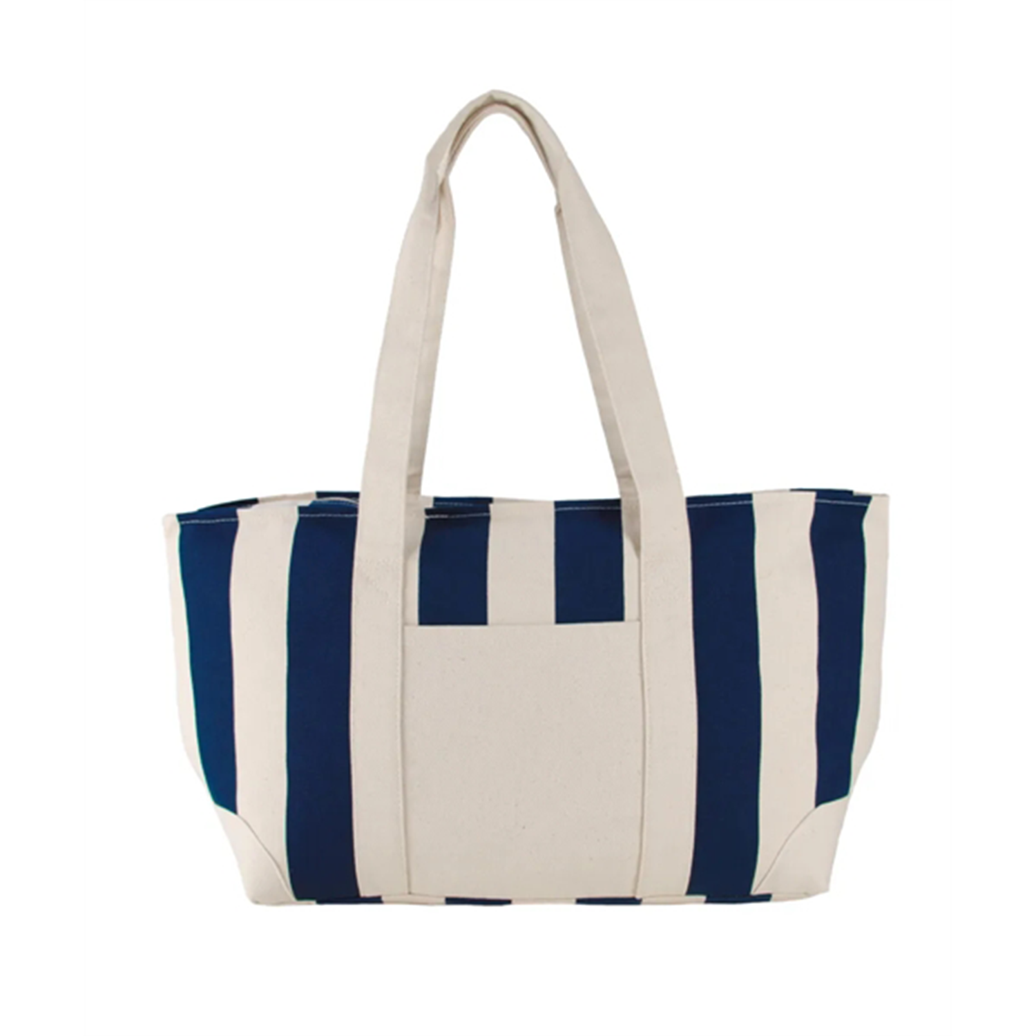 Zipper Top Large Capacity Striped Canvas Tote Bag