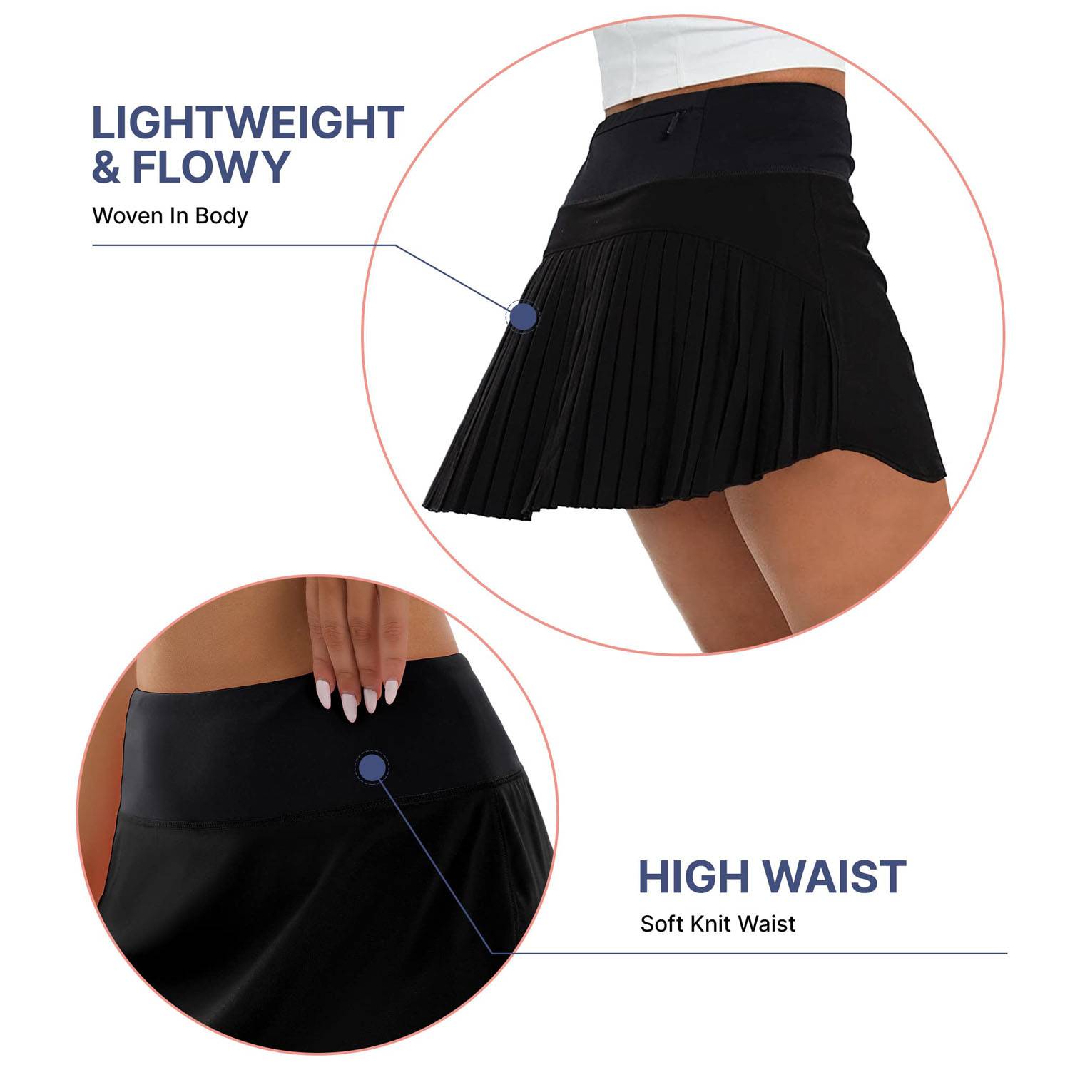 Women Polyester High-Waisted Pleated Athletic Skort - Image 5