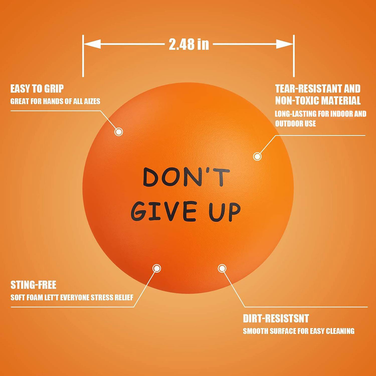 Motivational Round PU Stress Relief Ball - Image 7