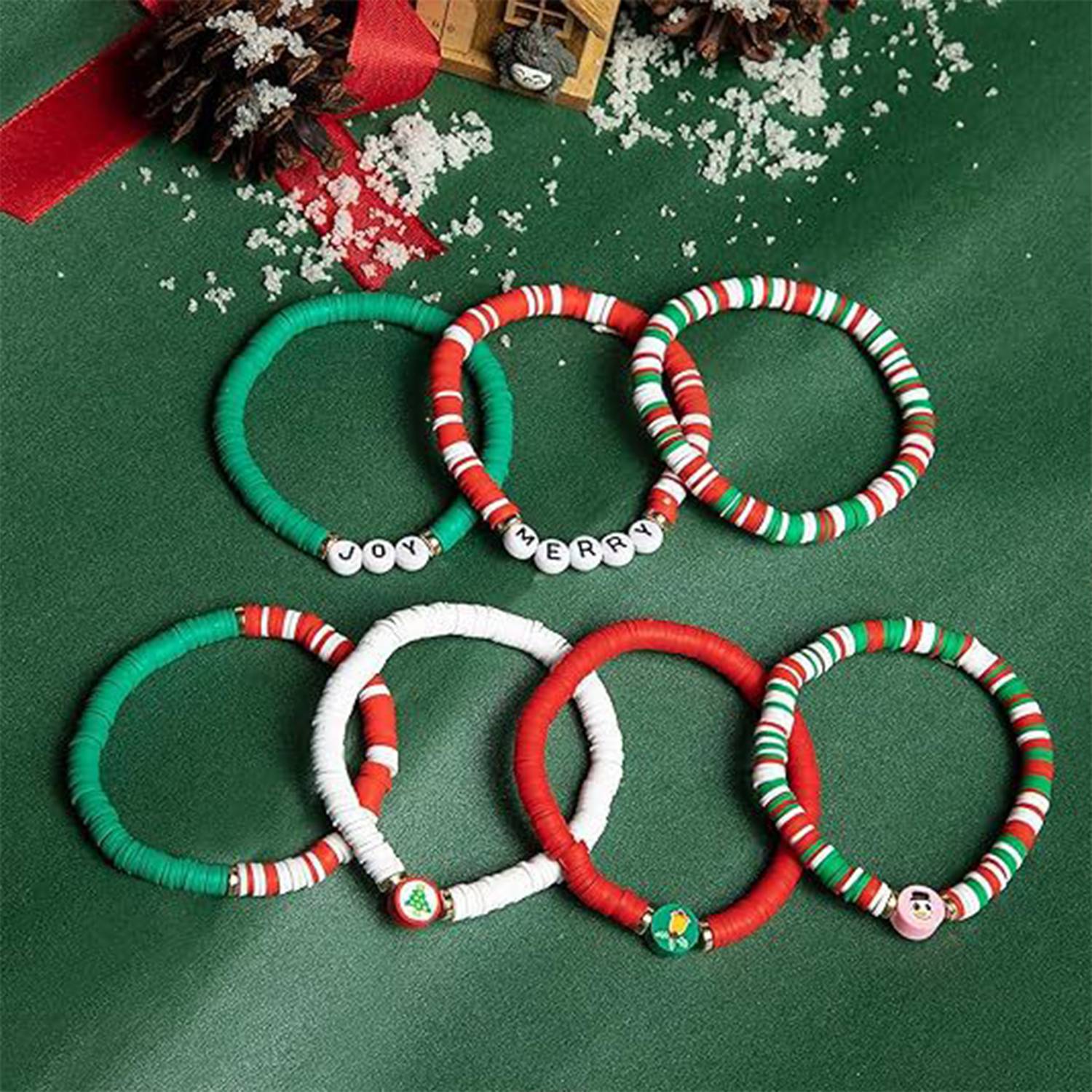 7 Pack Cute Xmas Bracelets for Women Teen Girls