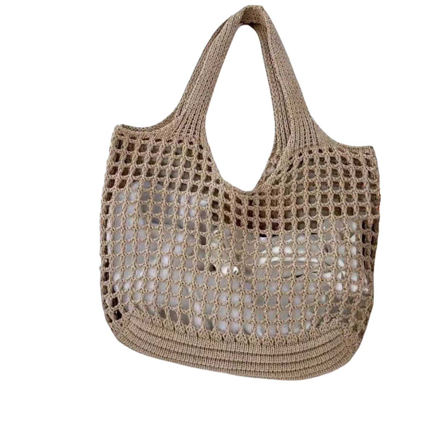 Women's Foldable Crocheted Polyester Travel Tote Bag