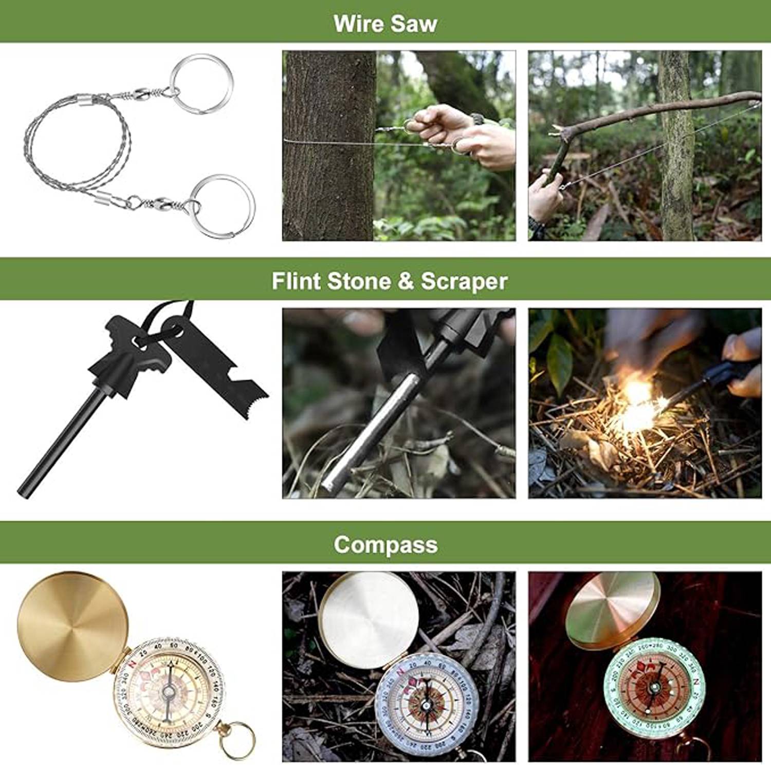 14 in 1 Survival Kit Outdoor Emergency Tool Set w/Case - Image 6