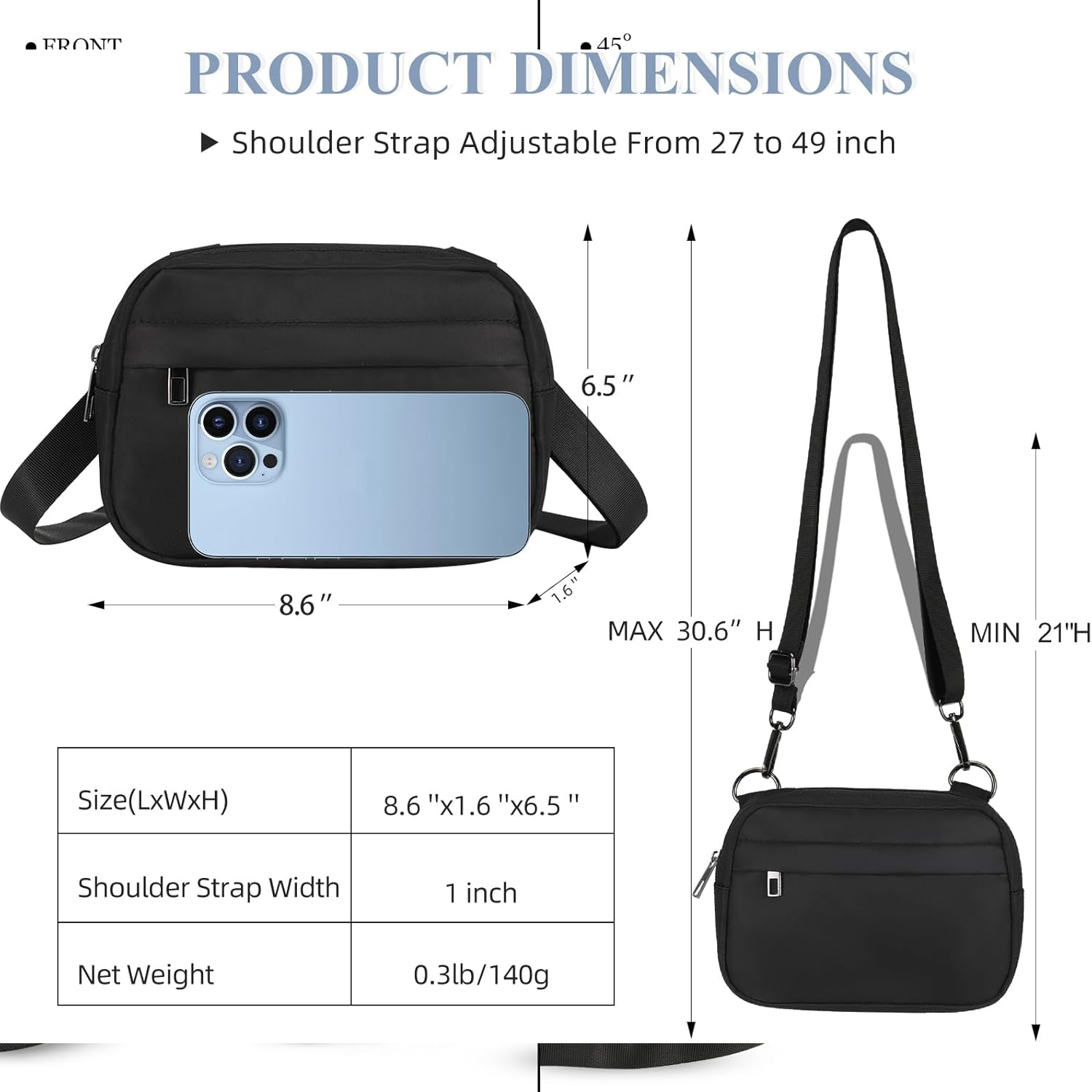 Waterproof Lightweight Small Crossbody Bag