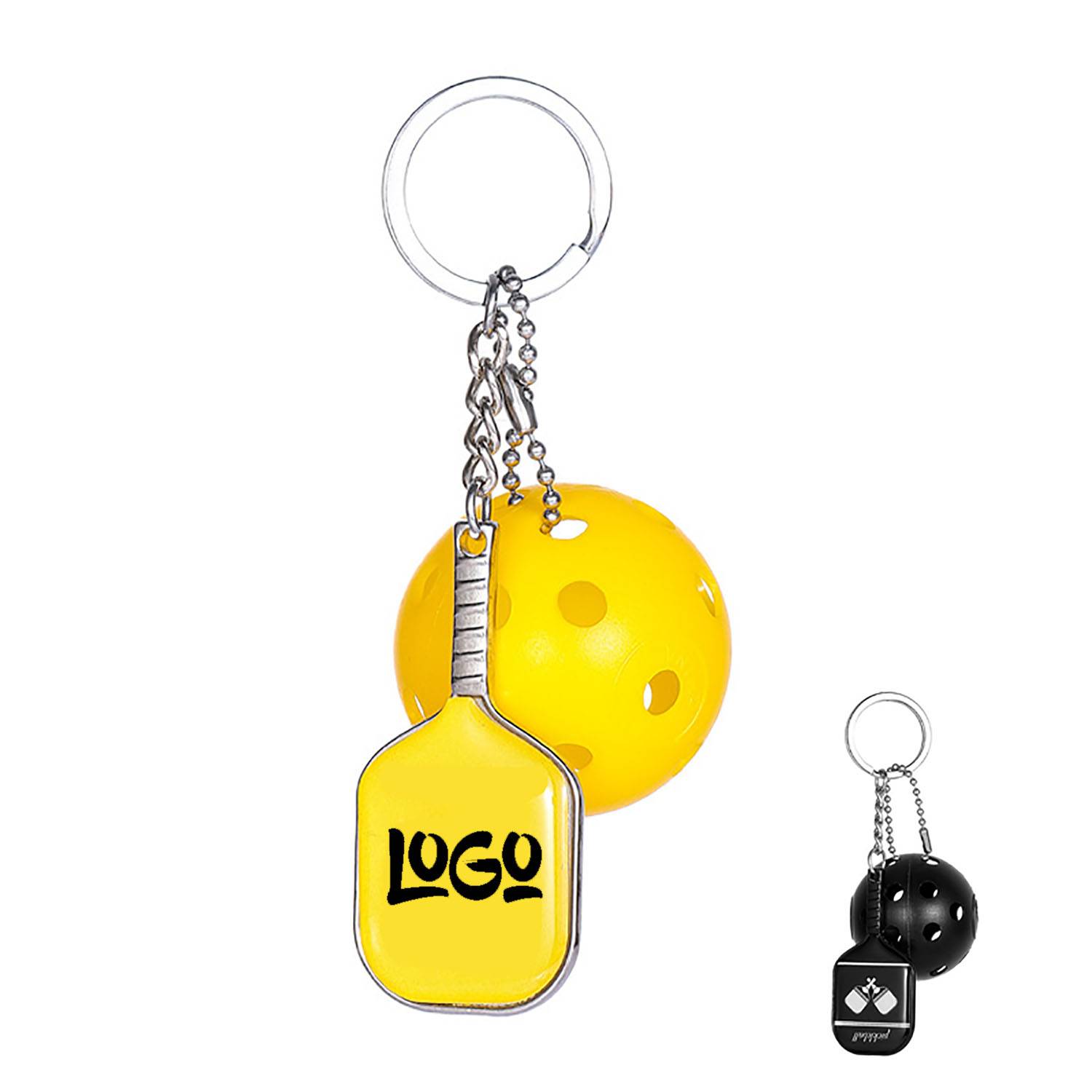 Pickleball Metal Keychain