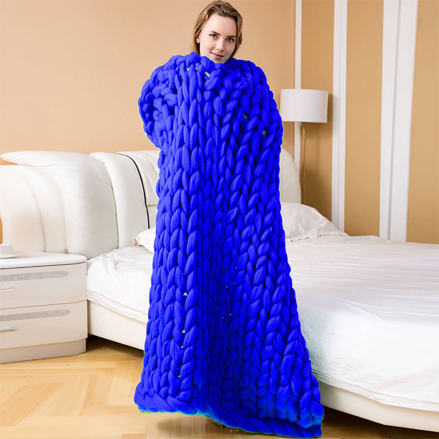 Hand Knit Chunky Yarn Cozy Throw Blanket - Image 5