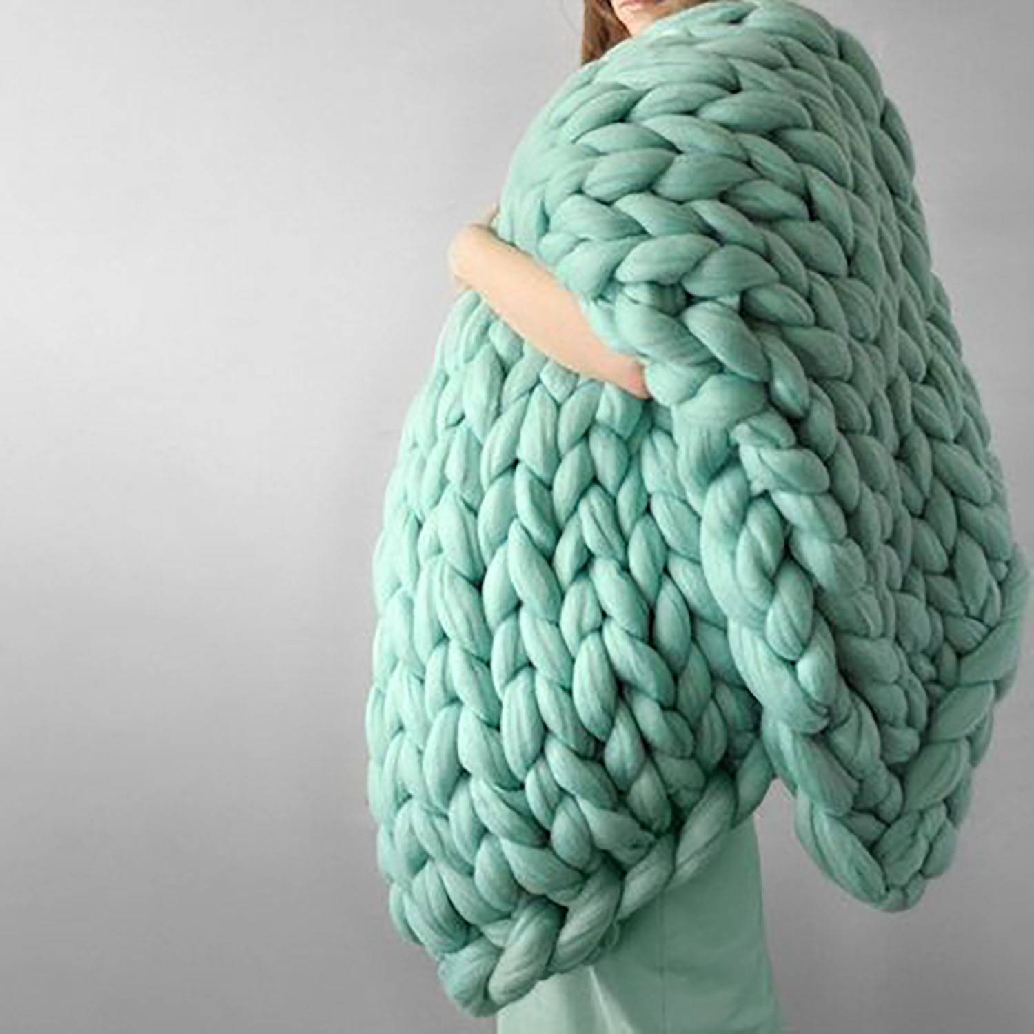 Hand Knit Chunky Yarn Cozy Throw Blanket - Image 11