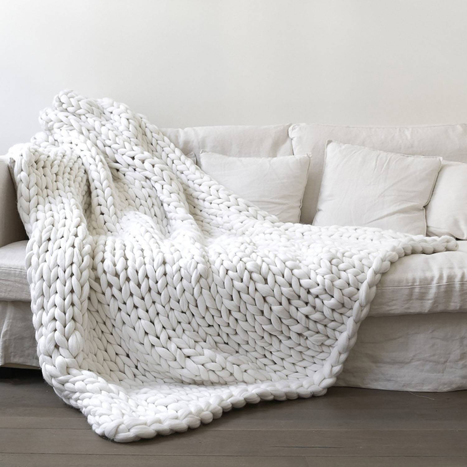 Hand Knit Chunky Yarn Cozy Throw Blanket - Image 8