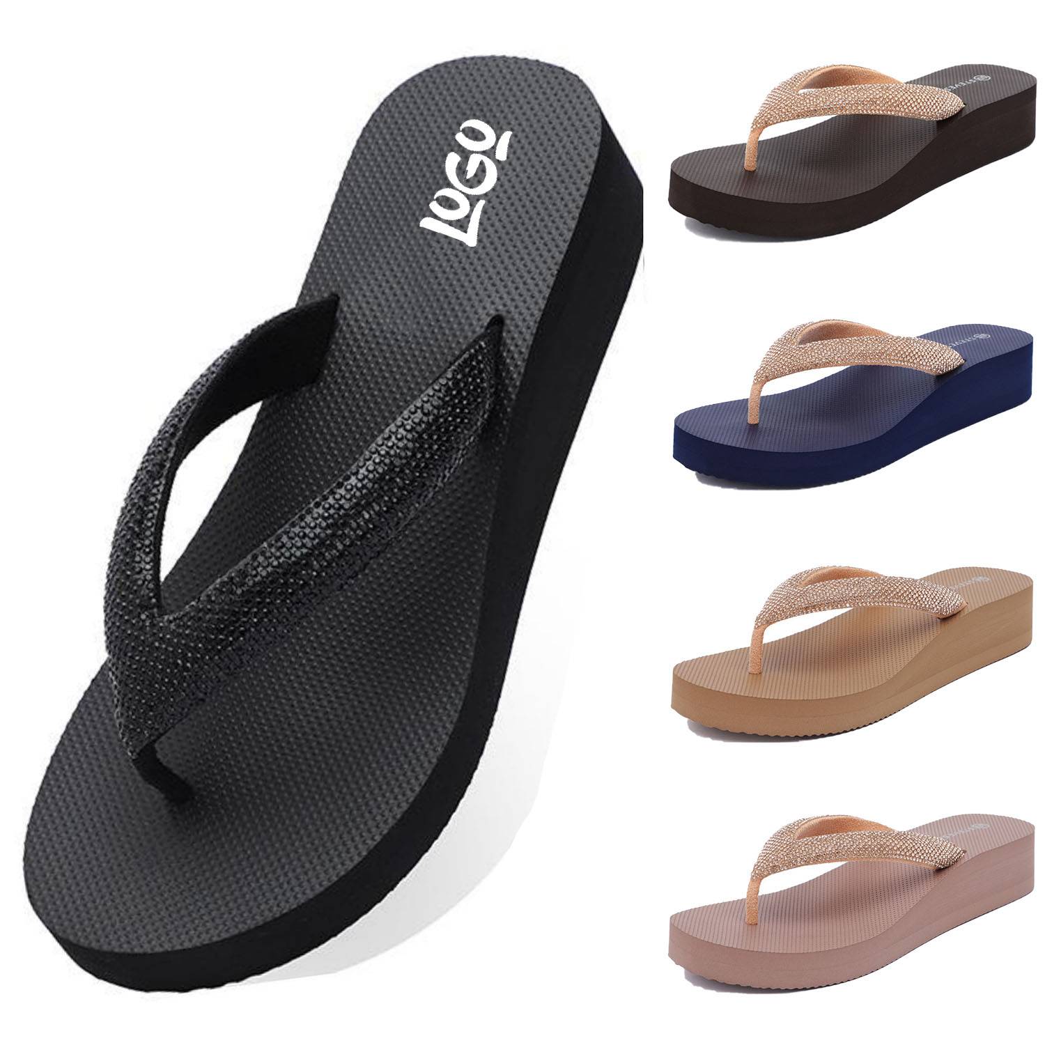 Non-Slip Diamond Wedge Flip Flops