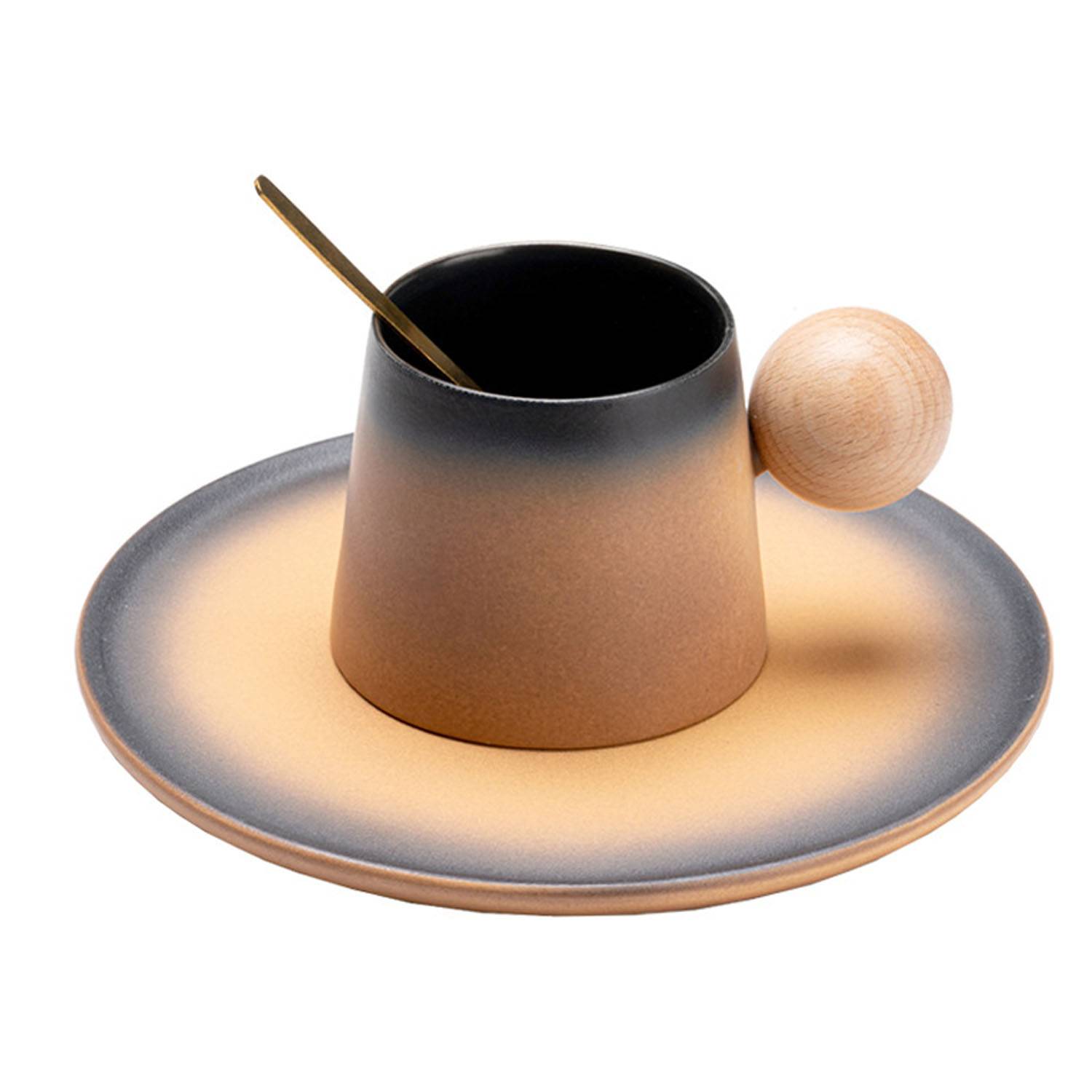 7oz Jupiter Ceramic Coffee Cup Dish Set - Image 4