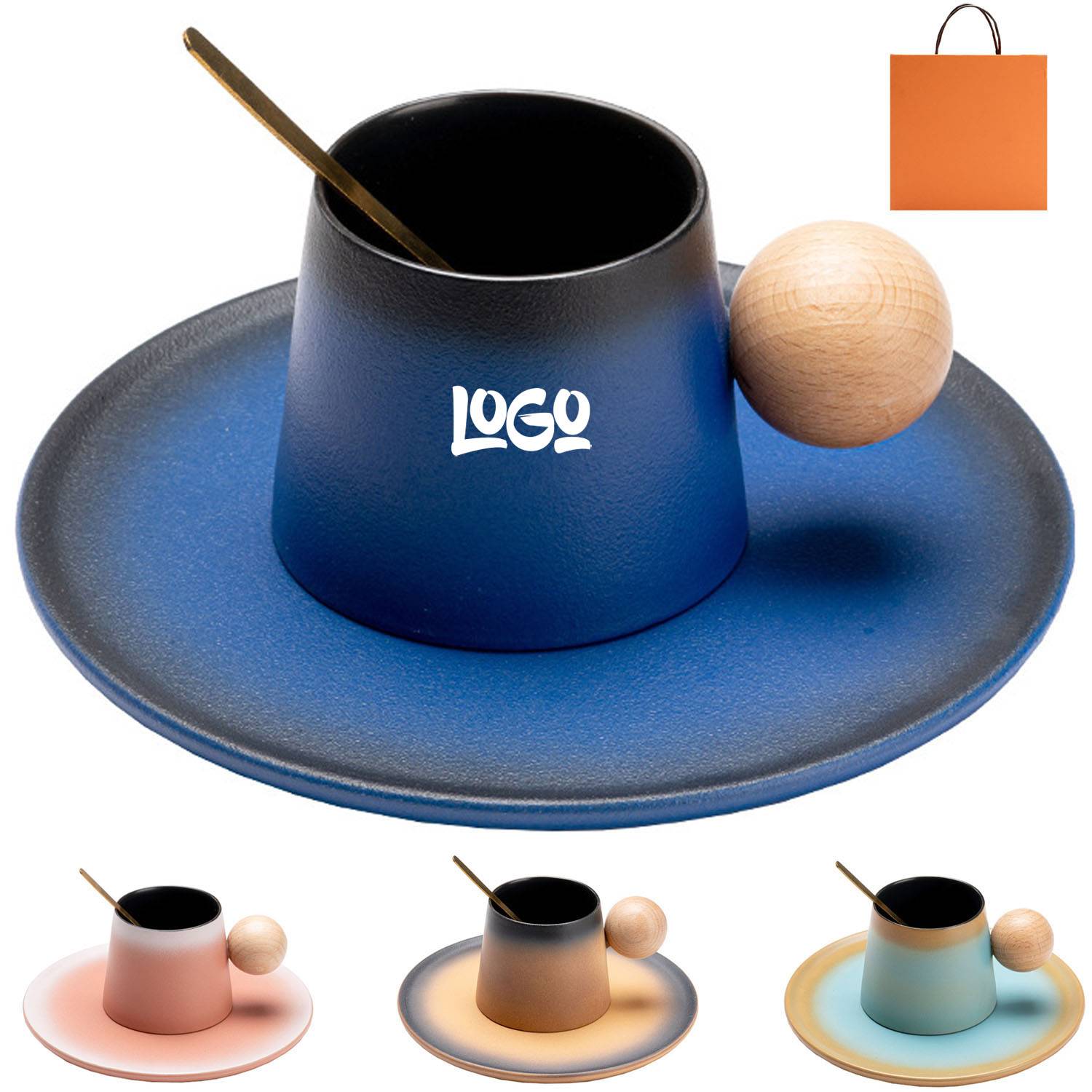 7oz Jupiter Ceramic Coffee Cup Dish Set