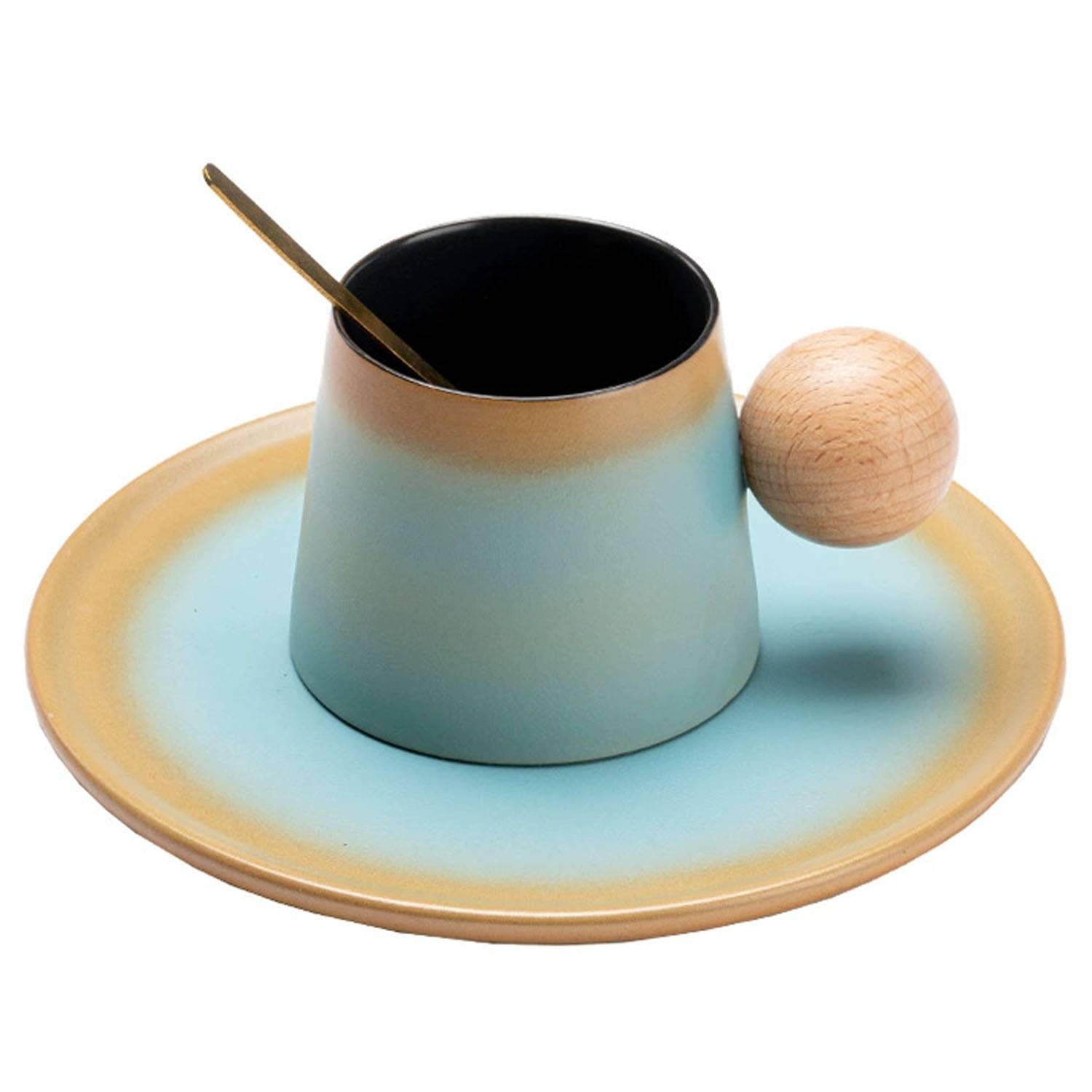 7oz Jupiter Ceramic Coffee Cup Dish Set - Image 2