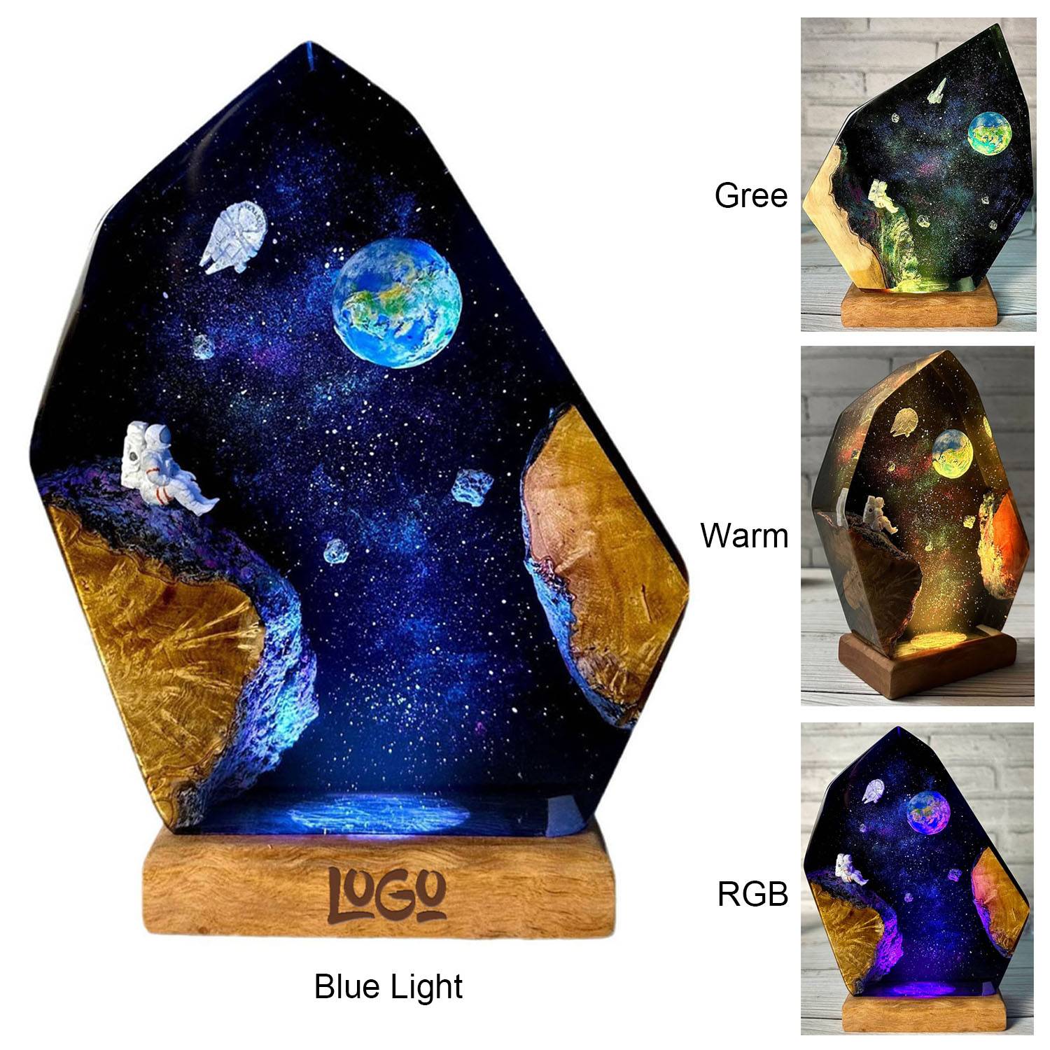 Astronaut Resin Wood Night Light