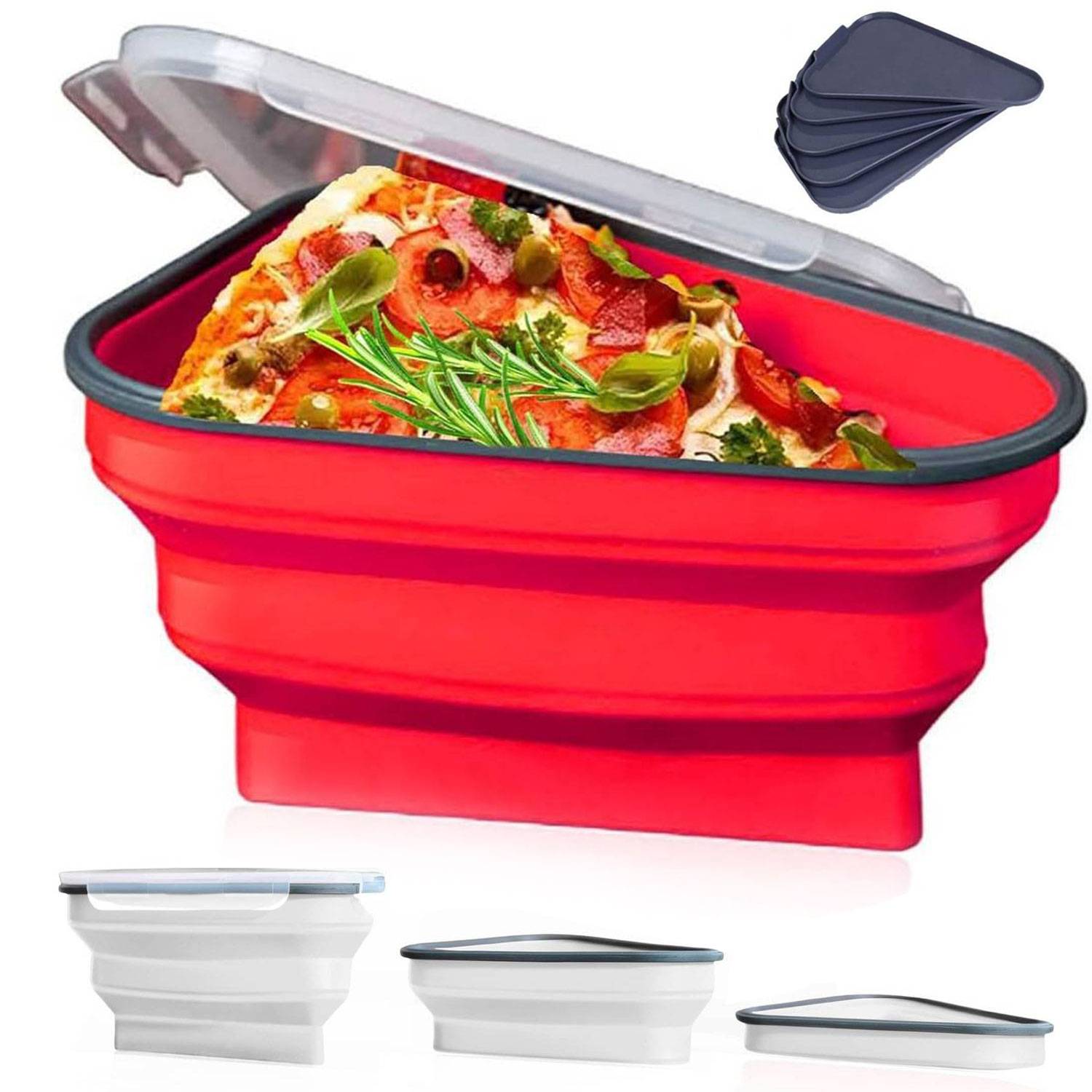 Foldable Silicone Pizza Storage Box with Dividers