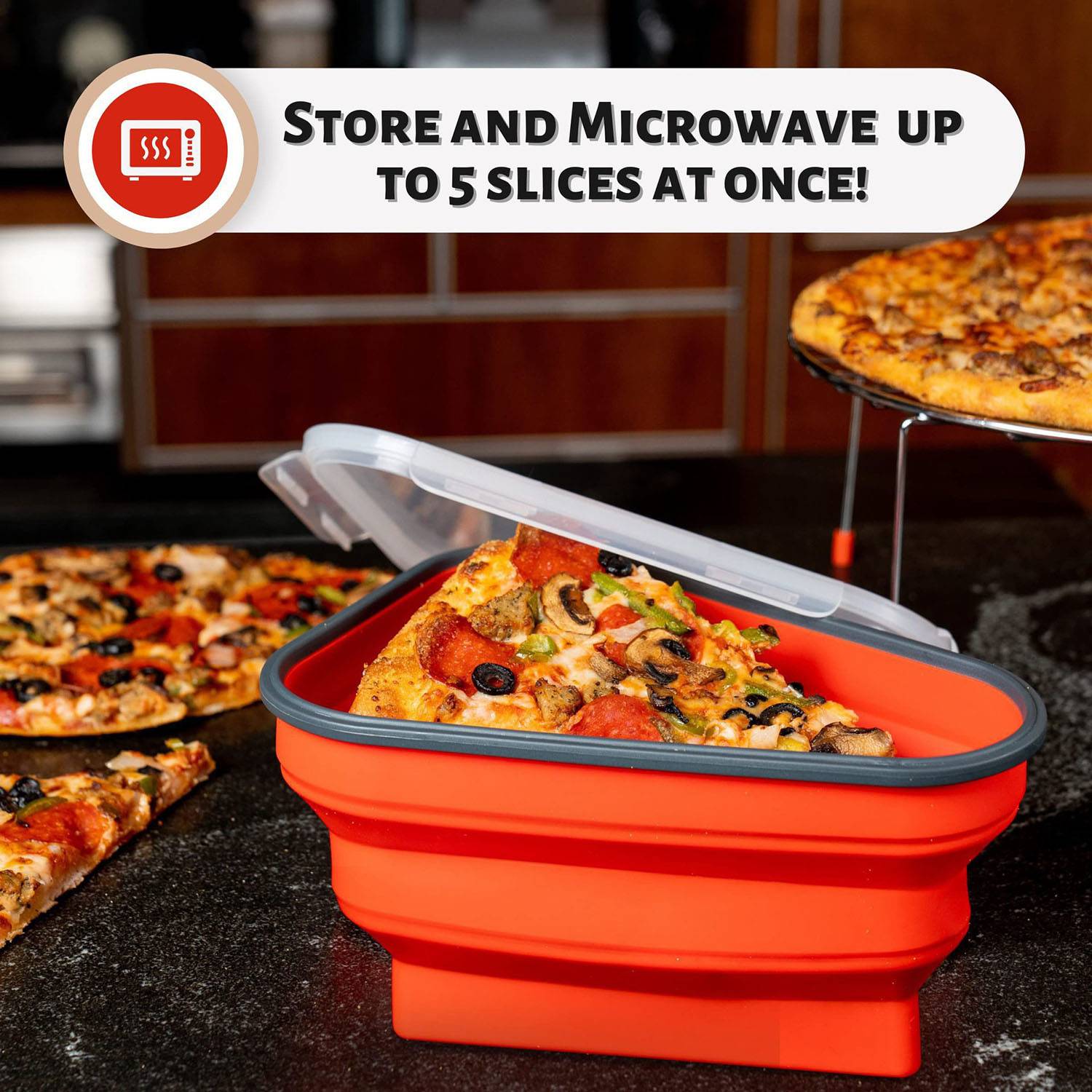 Foldable Silicone Pizza Storage Box with Dividers - Image 5