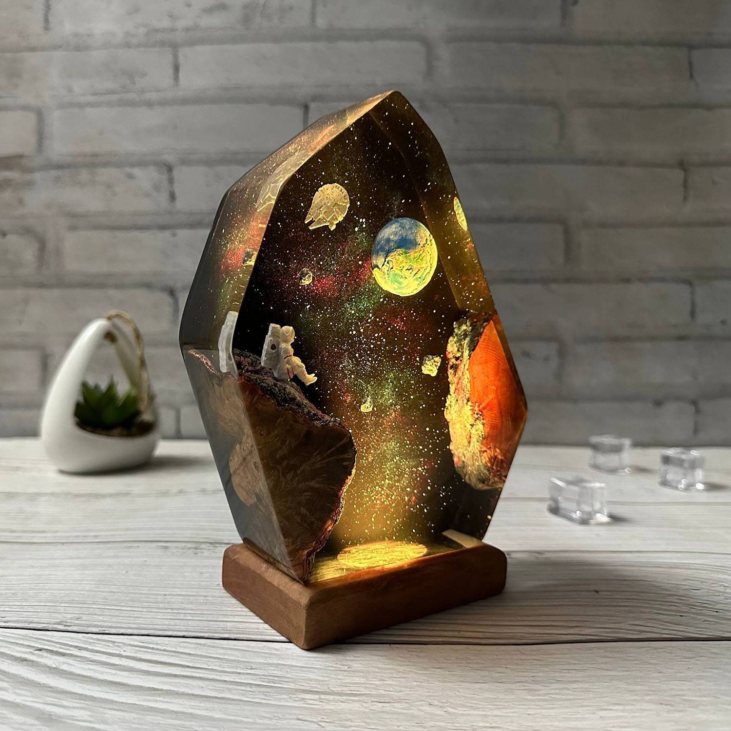 Astronaut Resin Wood Night Light - Image 6